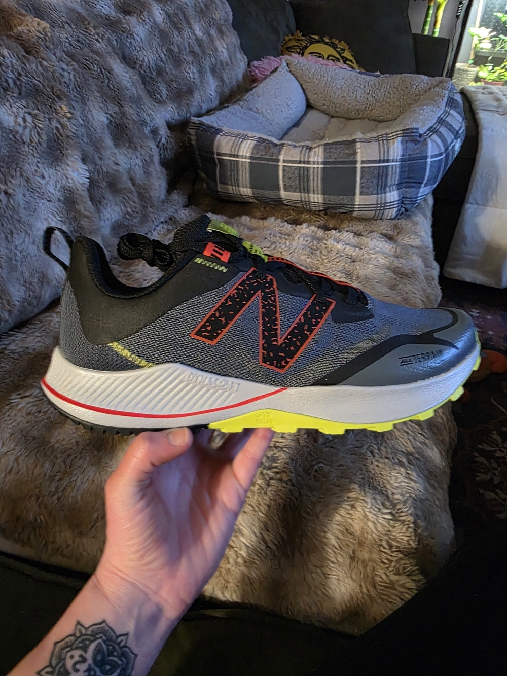 New Balance Grey Trail Running Shoe with Neon Accents